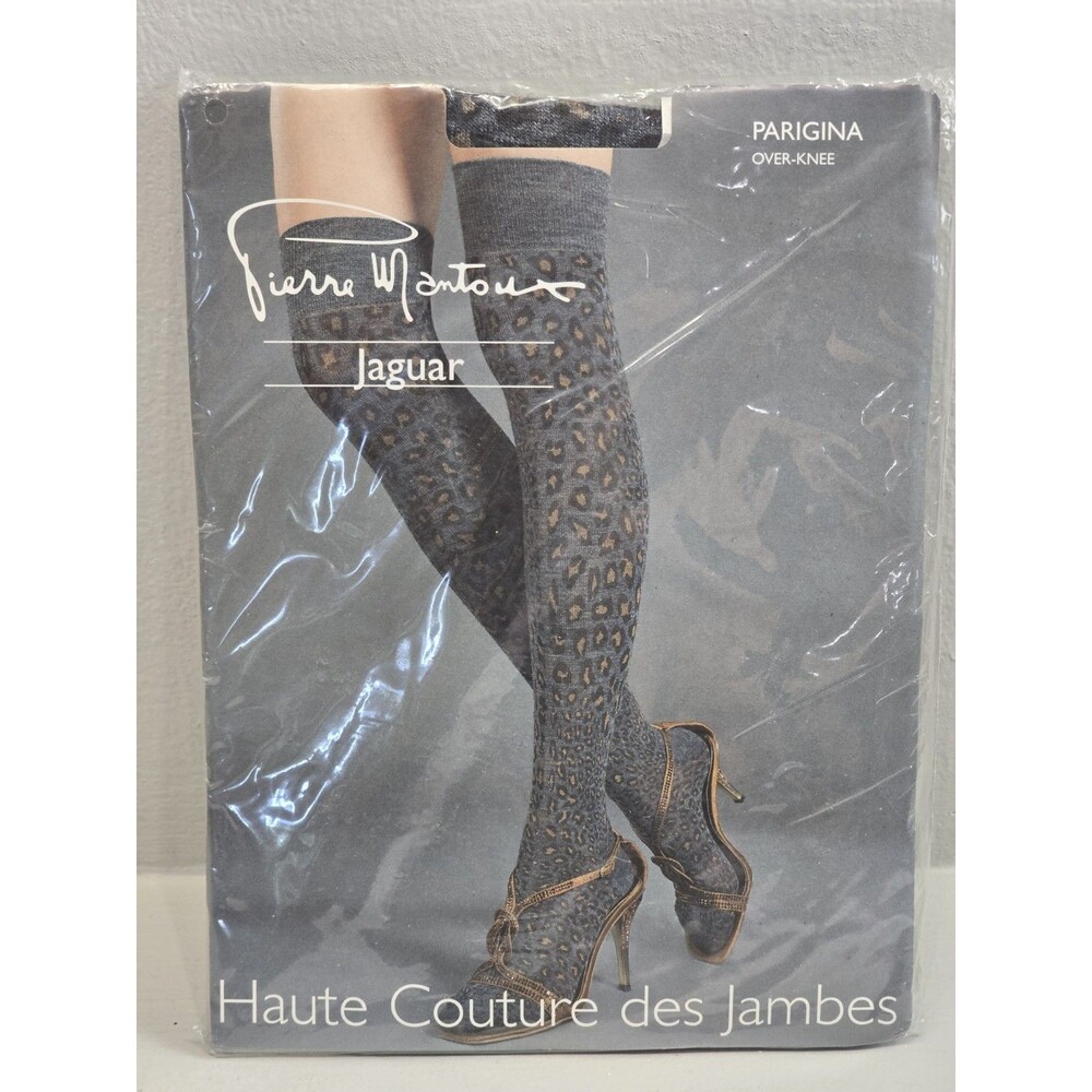 Pierre Mantoux Vintage Thigh High Jaguar Italy Neiman Marcus Over Knee Sock M/L